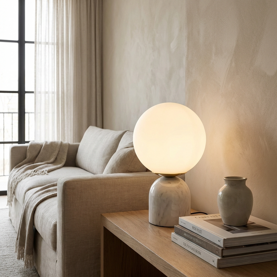 Marble Glass Table Lamp Round Design-Lighting > Table Lamps-casanuva-casanuva