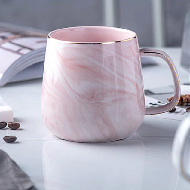 Marble Gold Inlay Ceramic Mug Handmade Luxury Gift-Kitchen & Dining > Tableware-casanuva-Pink-casanuva