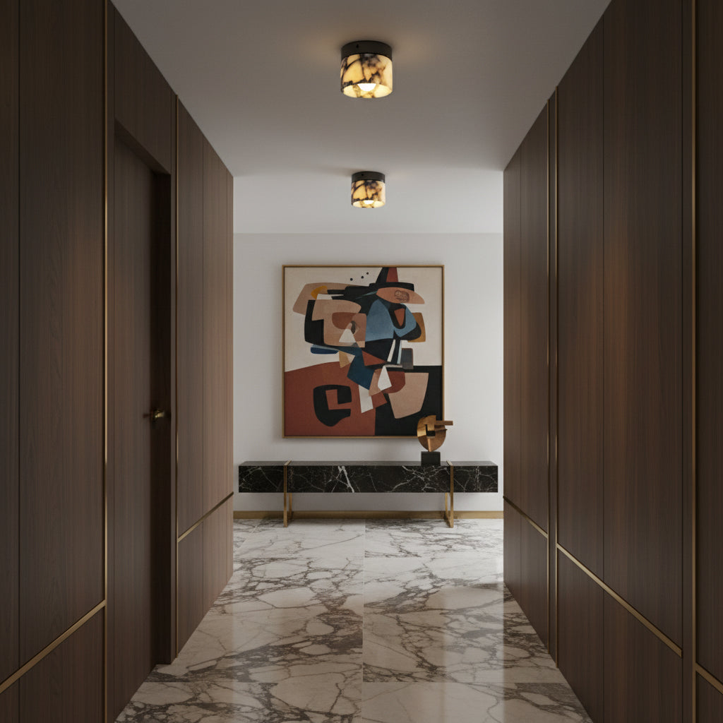 Marble Round Ceiling Light Fixture-Lighting > Ceiling Lights-casanuva-casanuva