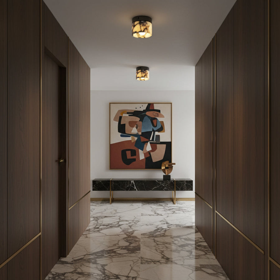 Marble Round Ceiling Light Fixture-Lighting > Ceiling Lights-casanuva-casanuva