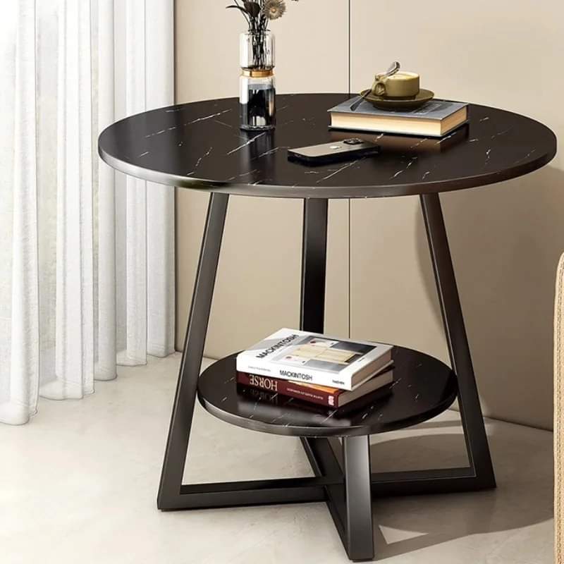 Marble Side Table Lightweight Compact Modern Accent Furniture-Furniture > Side Tables-casanuva-Black-casanuva