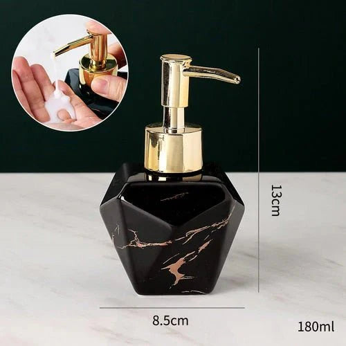 Marble Soap Dispenser Elegant Bathroom Accessory-Bedding & Bath > Bathroom Accessories-casanuva-Black - Geometrical Shape-casanuva