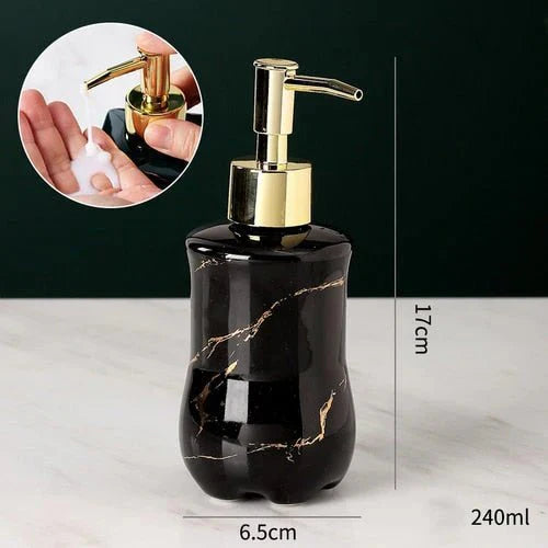 Marble Soap Dispenser Elegant Bathroom Accessory-Bedding & Bath > Bathroom Accessories-casanuva-Black - Rounded Shape-casanuva