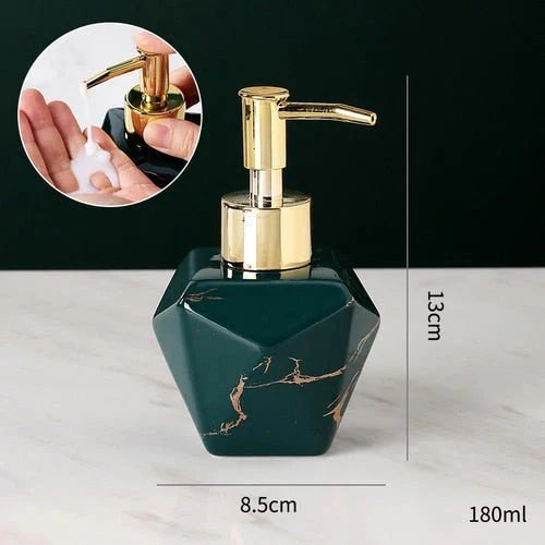 Marble Soap Dispenser Elegant Bathroom Accessory-Bedding & Bath > Bathroom Accessories-casanuva-Green - Geometrical Shape-casanuva