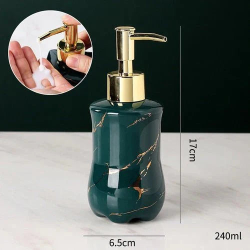 Marble Soap Dispenser Elegant Bathroom Accessory-Bedding & Bath > Bathroom Accessories-casanuva-Green - Rounded Shape-casanuva