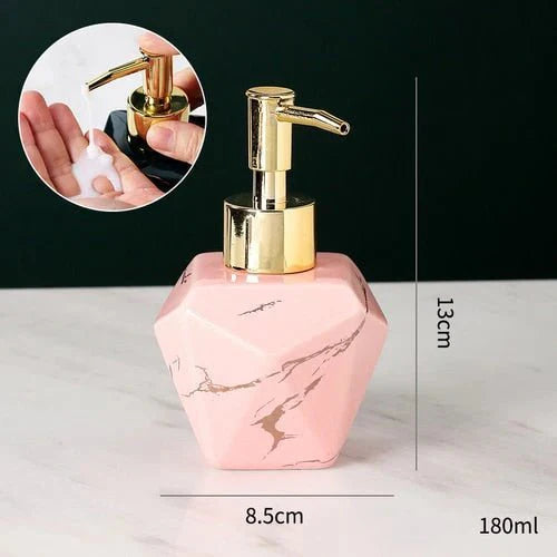 Marble Soap Dispenser Elegant Bathroom Accessory-Bedding & Bath > Bathroom Accessories-casanuva-Pink - Geometrical Shape-casanuva