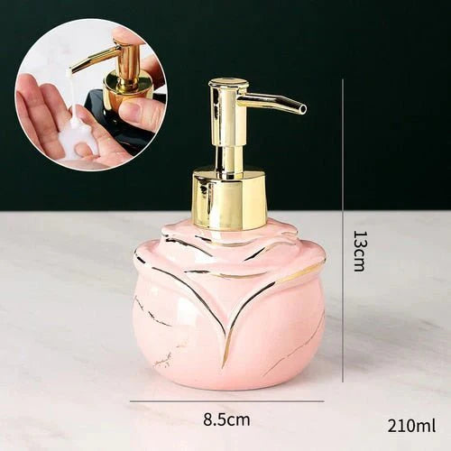 Marble Soap Dispenser Elegant Bathroom Accessory-Bedding & Bath > Bathroom Accessories-casanuva-Pink - Rose Shape-casanuva