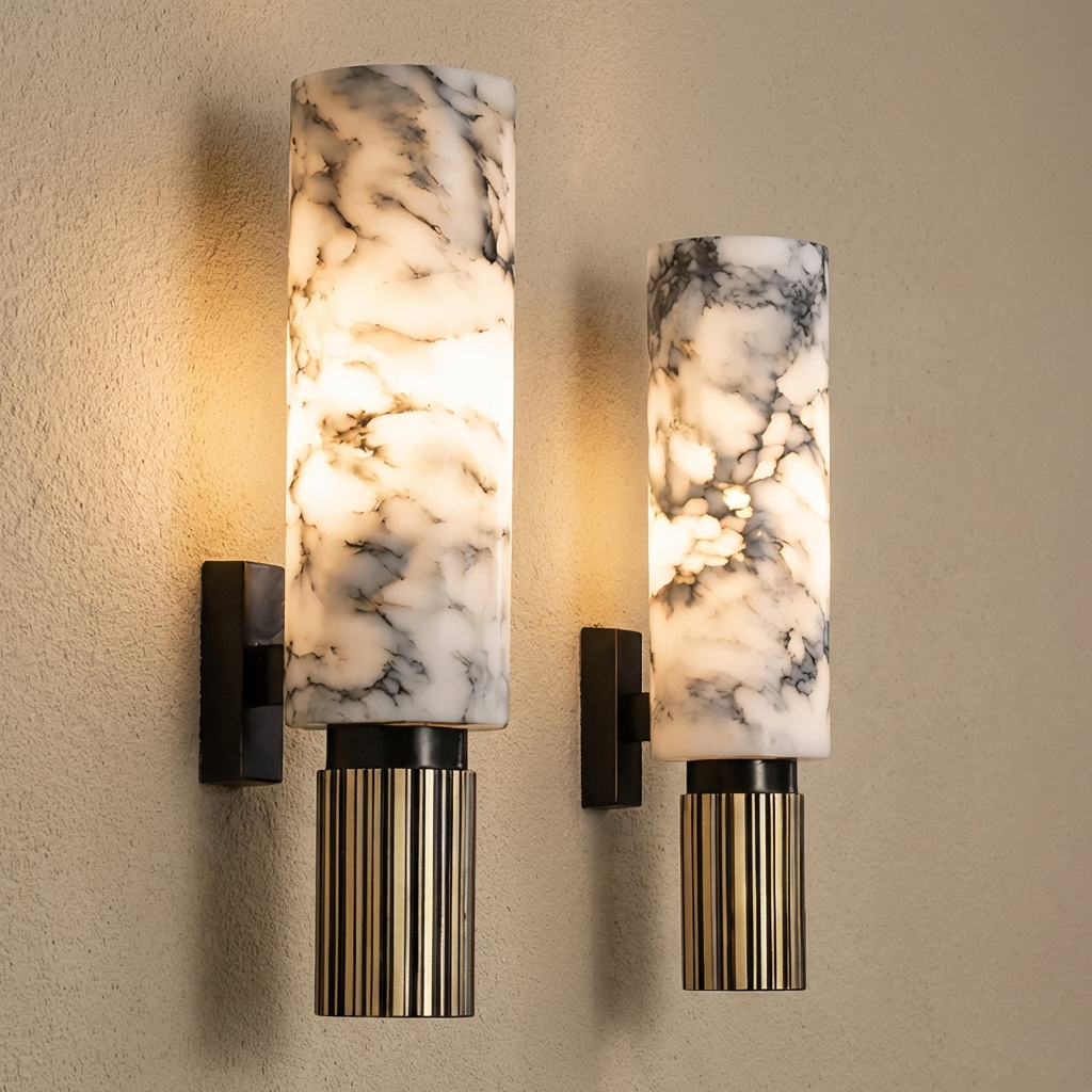 Marble and Brass Wall Light-Lighting > Wall Lights-casanuva-casanuva