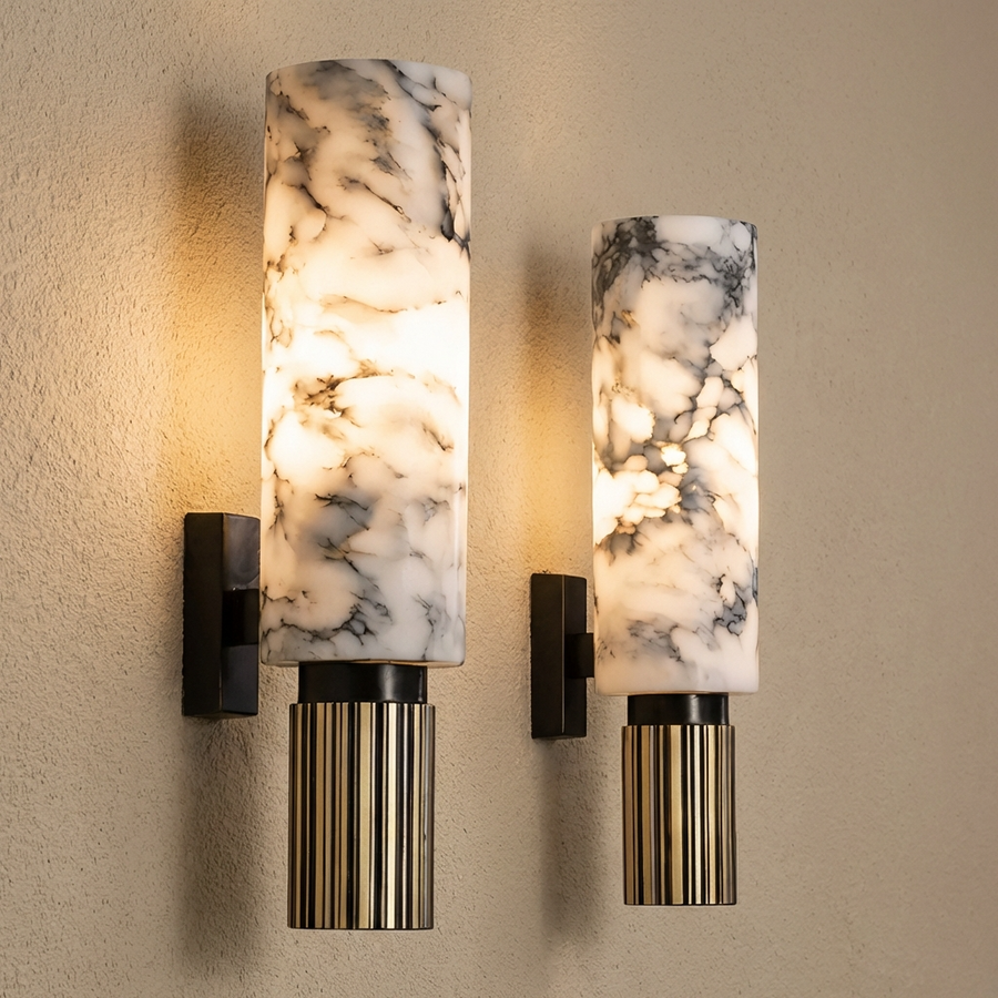 Marble and Brass Wall Light-Lighting > Wall Lights-casanuva-casanuva