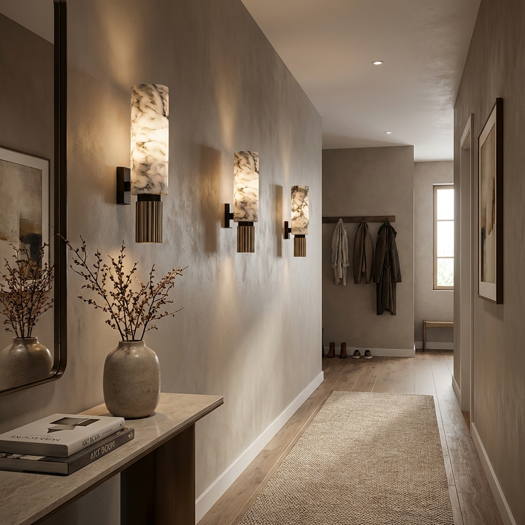 Marble and Brass Wall Light-Lighting > Wall Lights-casanuva-casanuva