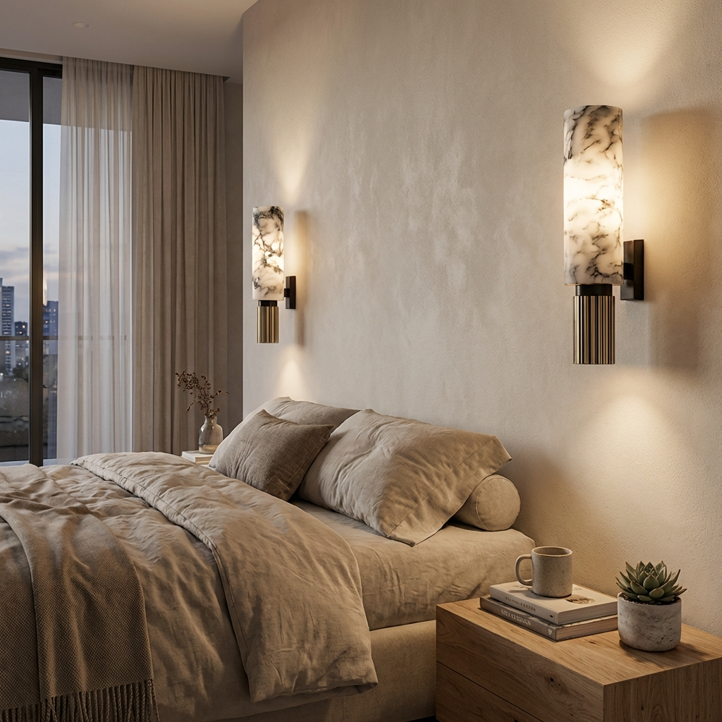 Marble and Brass Wall Light-Lighting > Wall Lights-casanuva-casanuva