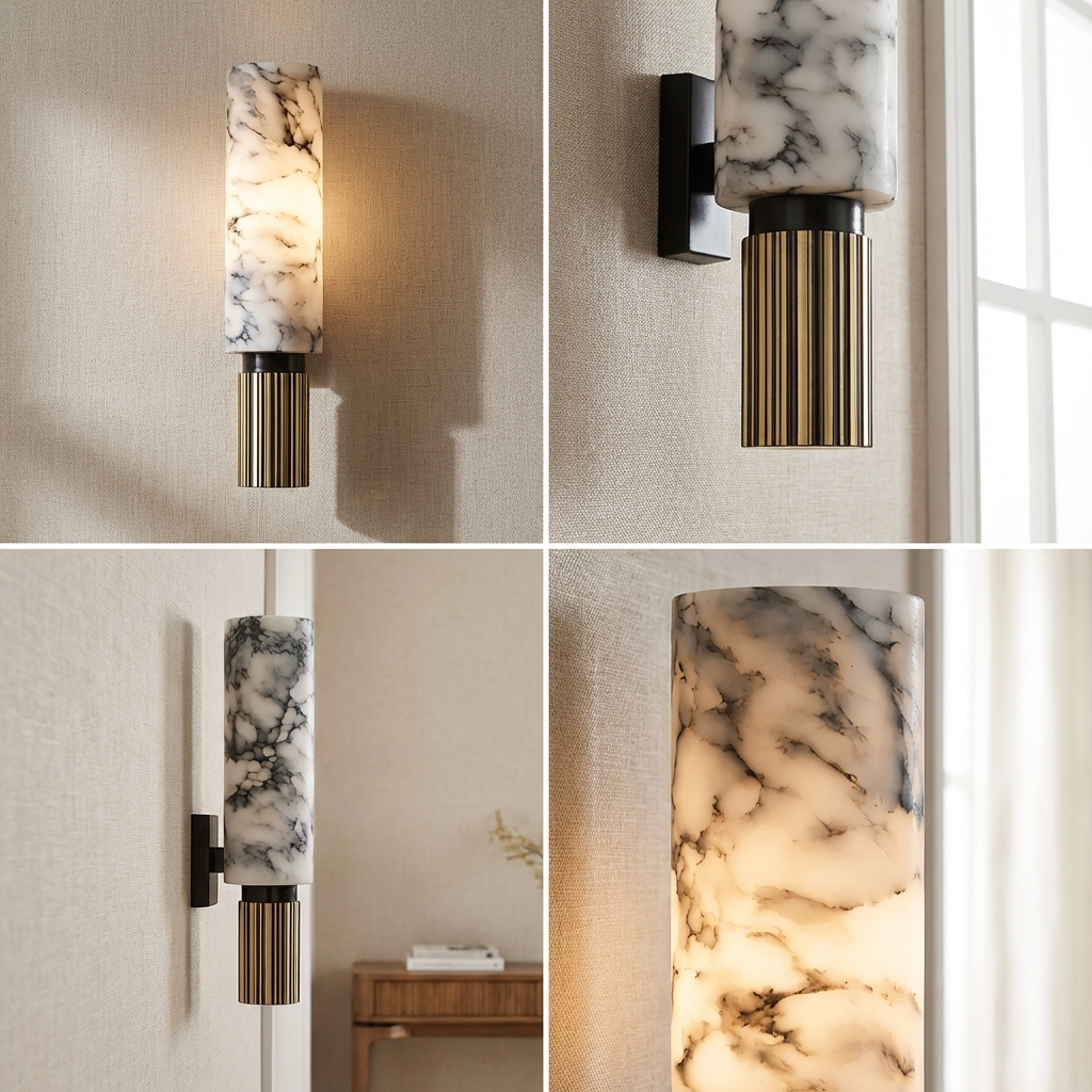 Marble and Brass Wall Light-Lighting > Wall Lights-casanuva-casanuva