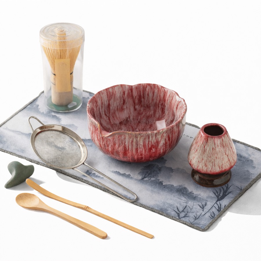Matcha Set 8 Pieces Handmade Bowl 550 ml with Bamboo Accessories-Kitchen & Dining > Coffee & Tea-casanuva-casanuva