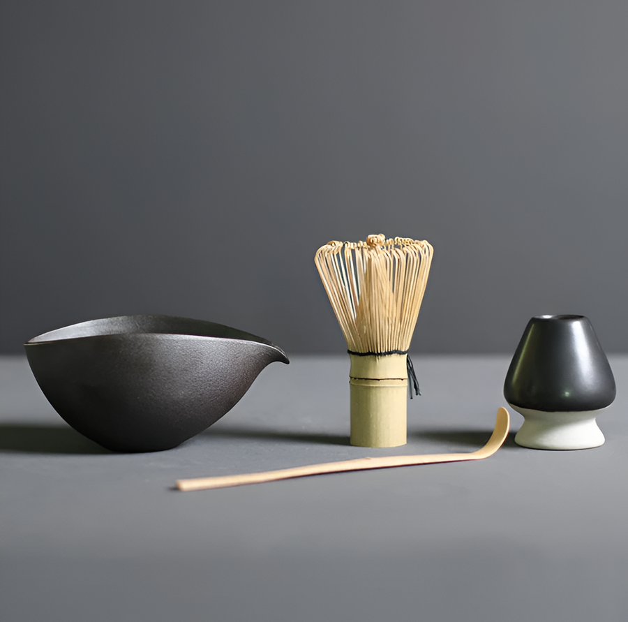 Matcha Tea Set 4-Piece Bamboo and Ceramic Handcrafted Sustainable-Kitchen & Dining > Coffee & Tea-casanuva-casanuva