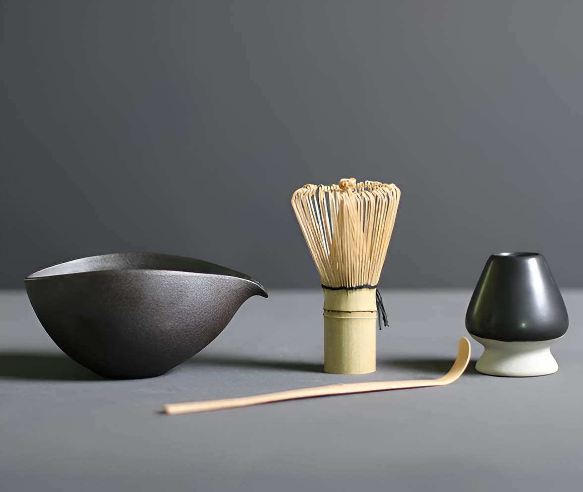 Matcha Tea Set 4-Piece Bamboo and Ceramic Handcrafted Sustainable-Kitchen & Dining > Coffee & Tea-casanuva-casanuva
