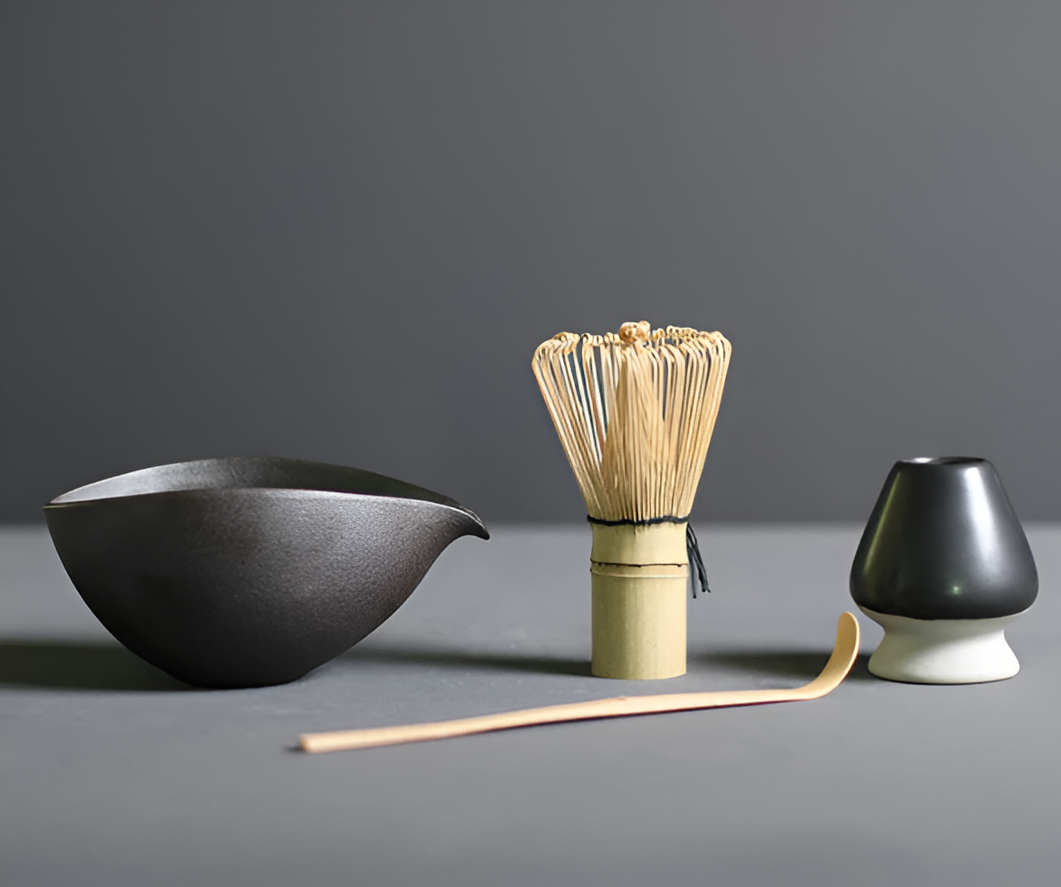 Matcha Tea Set 4-Piece Bamboo and Ceramic Handcrafted Sustainable-Kitchen & Dining > Coffee & Tea-casanuva-Black-casanuva