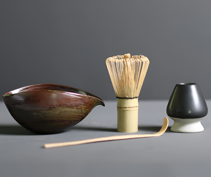Matcha Tea Set 4-Piece Bamboo and Ceramic Handcrafted Sustainable-Kitchen & Dining > Coffee & Tea-casanuva-Brown-casanuva