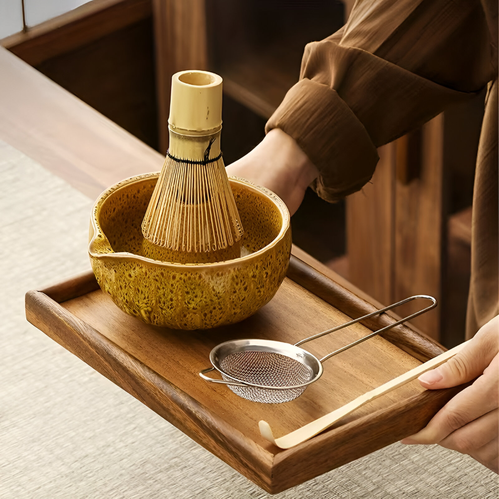 Matcha Tea Set 5 Piece Handmade Ceramic Bowl Japanese Tea Ceremony-Kitchen & Dining > Coffee & Tea-casanuva-casanuva