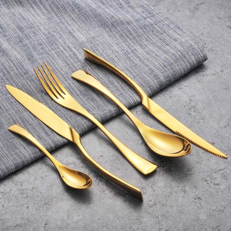 Maya Flatware Set Premium 18/10 Stainless Steel Chef Designed-Kitchen & Dining > Cutlery-casanuva-16 Pieces Set-Gold-casanuva