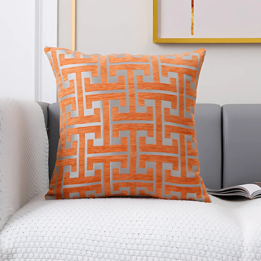 Maze Pattern Cushion Cover-Covers & Textiles > Cushion Covers-casanuva-Amber Grid-18"x18"-casanuva