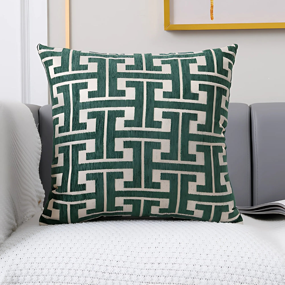 Maze Pattern Cushion Cover-Covers & Textiles > Cushion Covers-casanuva-Emerald Twist-18"x18"-casanuva