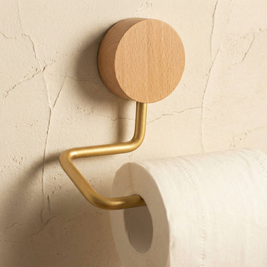 Metal Toilet Paper Holder with Wood Accents-Bedding & Bath > Bathroom Accessories-casanuva-casanuva