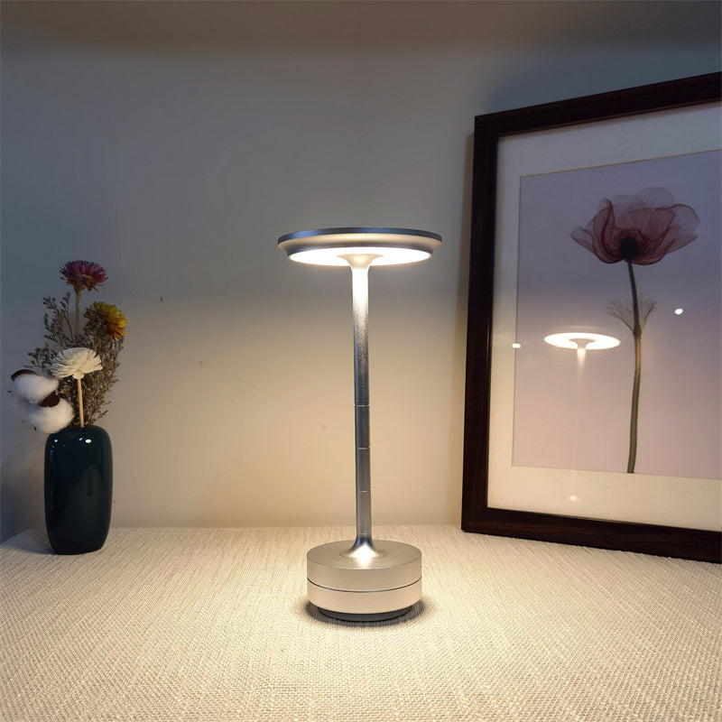 Metal Touch Lamp Portable Rechargeable Dimmable 3 Light Settings-Lighting > Table Lamps-casanuva-Silver-casanuva
