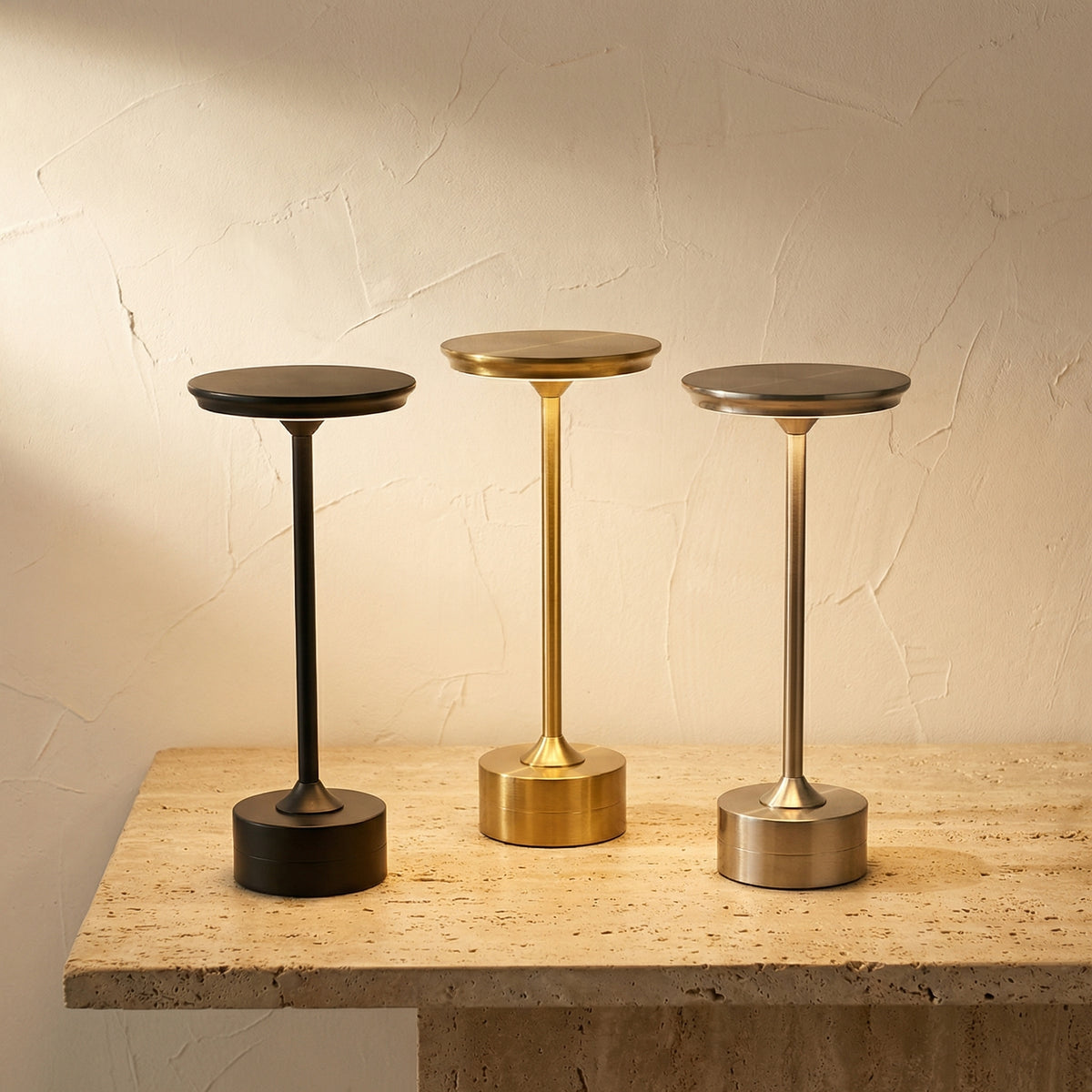 Metal Touch Lamp Portable Rechargeable Dimmable 3 Light Settings-Lighting > Table Lamps-casanuva-casanuva