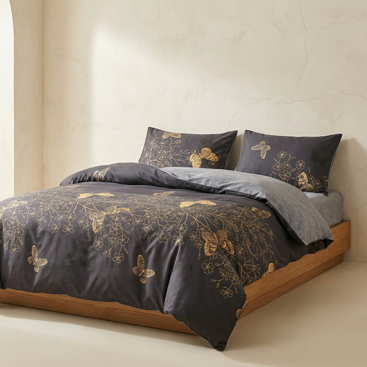 Midnight Butterfly Duvet Cover Set 3 Pieces-Bedding & Bath > Bedding Sets-casanuva-casanuva