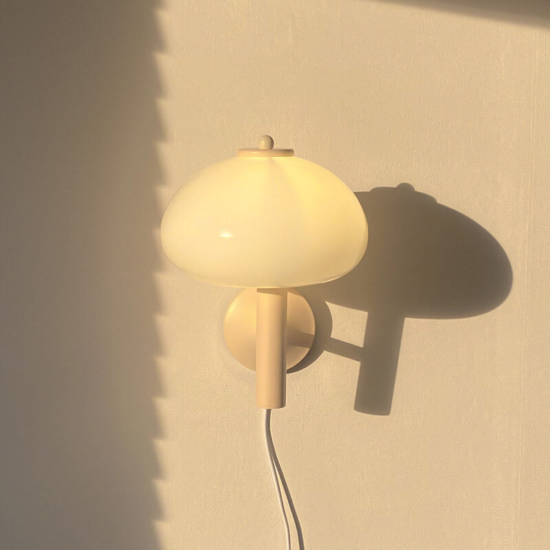 Milk White Glass Dome Mushroom Wall Sconce Lamp-Lighting > Wall Lights-casanuva-casanuva