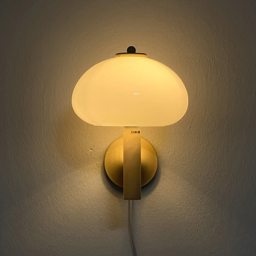 Milk White Glass Dome Mushroom Wall Sconce Lamp-Lighting > Wall Lights-casanuva-casanuva