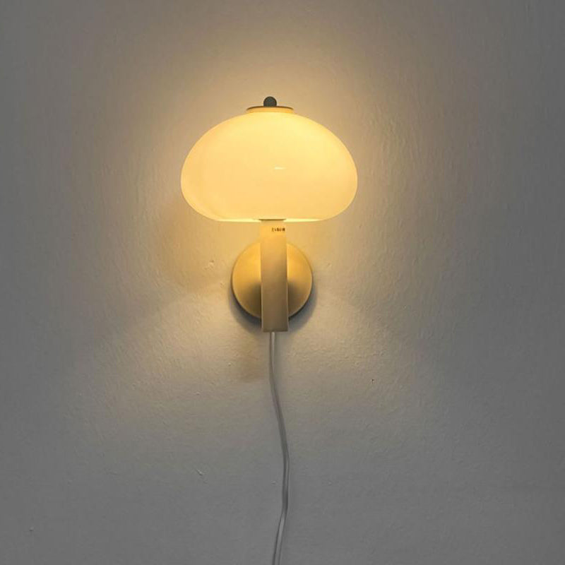 Milk White Glass Dome Mushroom Wall Sconce Lamp-Lighting > Wall Lights-casanuva-casanuva