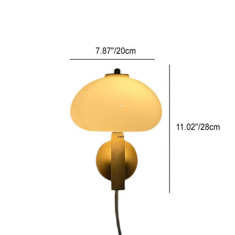 Milk White Glass Dome Mushroom Wall Sconce Lamp-Lighting > Wall Lights-casanuva-casanuva