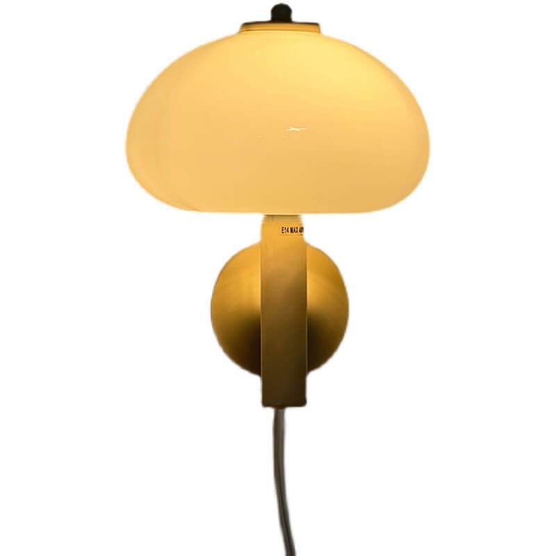 Milk White Glass Dome Mushroom Wall Sconce Lamp-Lighting > Wall Lights-casanuva-casanuva