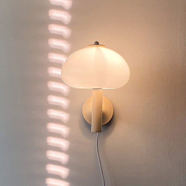 Milk White Glass Dome Mushroom Wall Sconce Lamp-Lighting > Wall Lights-casanuva-Plug-in-220V-240V-casanuva