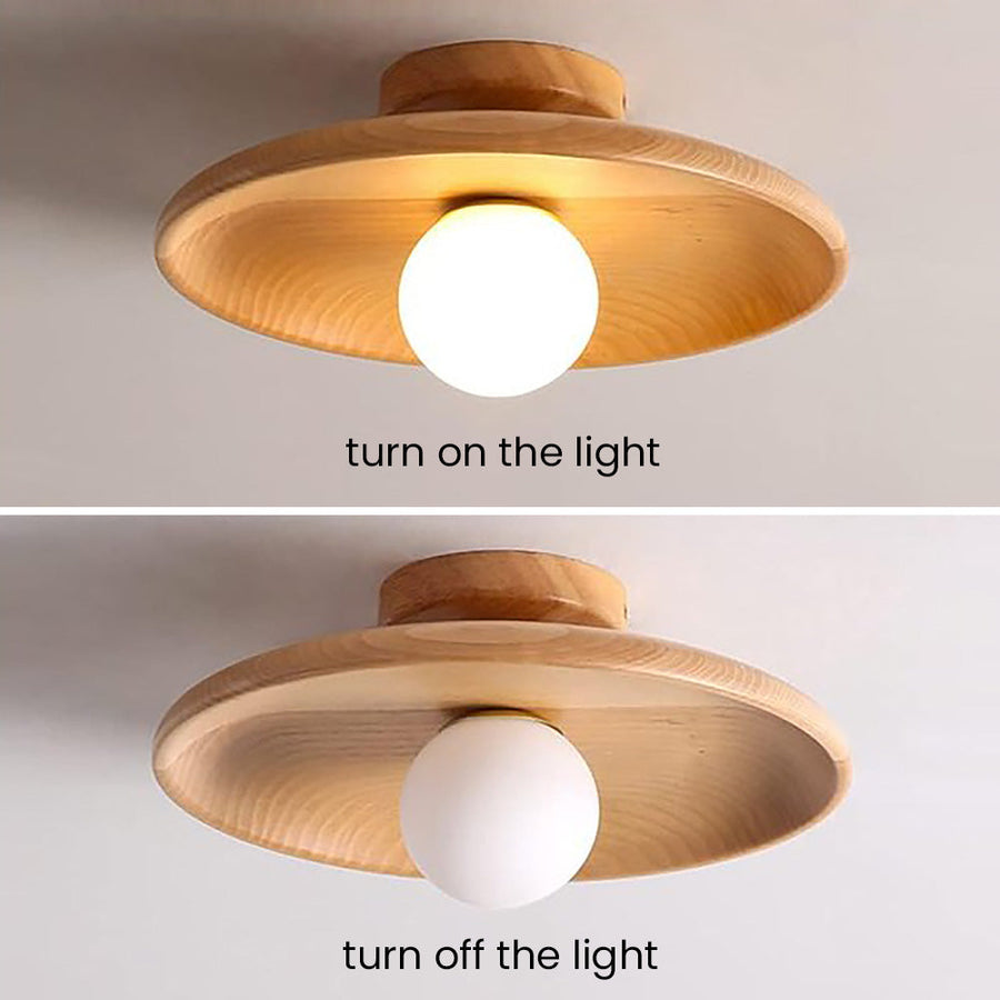Minimalist Round Ceiling Light in Nordic Wood Finish-Lighting > Ceiling Lights-casanuva-casanuva