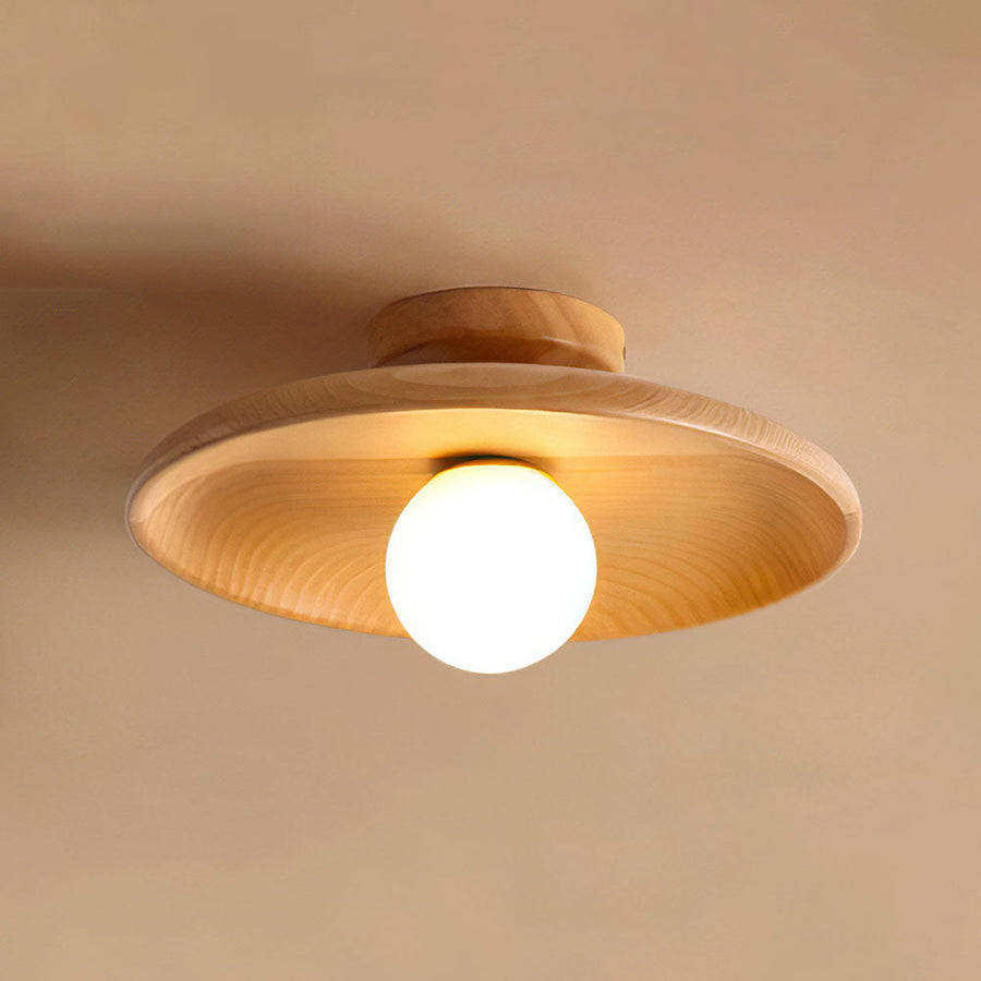Minimalist Round Ceiling Light in Nordic Wood Finish-Lighting > Ceiling Lights-casanuva-Wood-D18*H15CM-casanuva