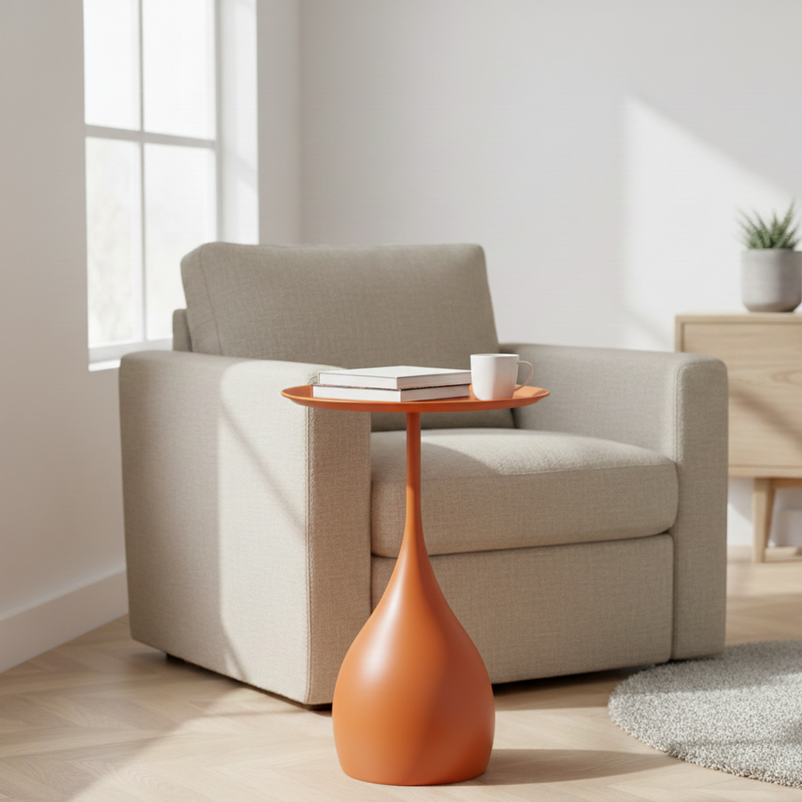 Mobile Round Side Table Light Luxury Design for Sofa and Bed-Furniture > Side Tables-casanuva-Orange-casanuva