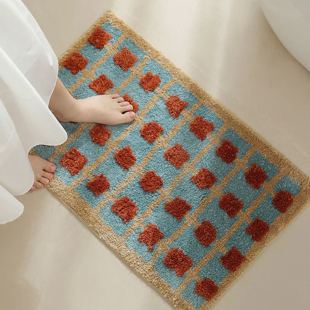 Moroccan Patterned Bath Mat Washable Non Slip-Bedding & Bath > Bath Mats-casanuva-casanuva
