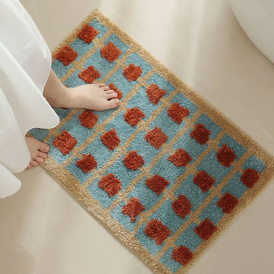 Moroccan Patterned Bath Mat Washable Non Slip-Bedding & Bath > Bath Mats-casanuva-casanuva