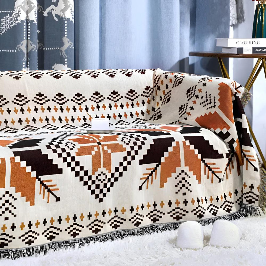Moroccan Picnic Blanket Washable Microfiber Cotton Blend Boho Pattern-Bedding & Bath > Blankets-casanuva-casanuva