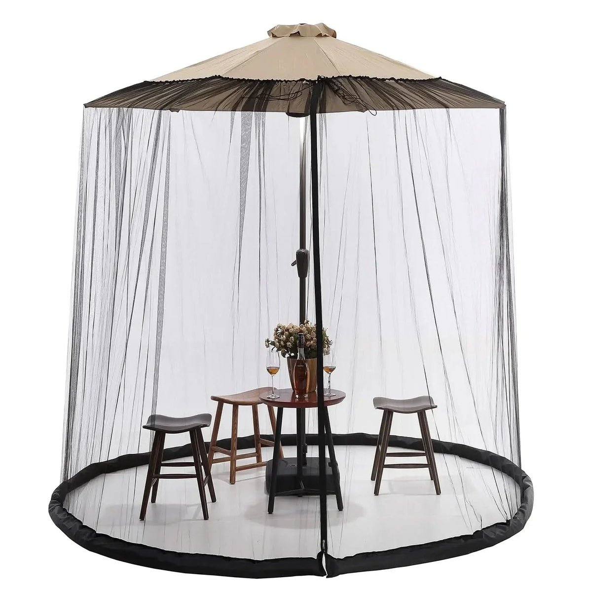 Mosquito Net for Parasol Up to 4m with Zip Fastener-Home Decor > Decorative Accessories-casanuva-Black-335-350x230cm-casanuva