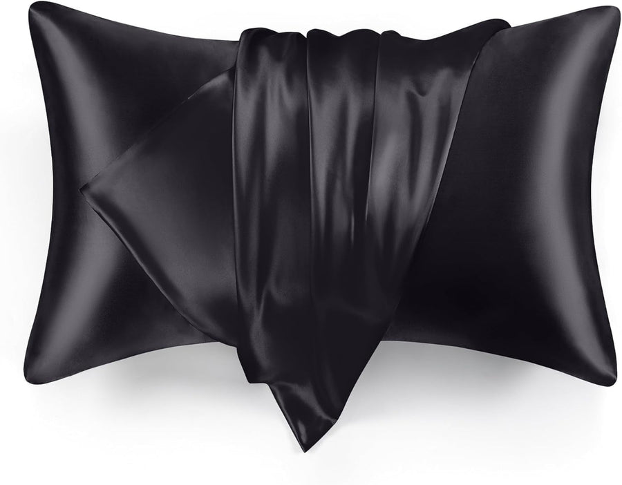Mulberry Silk Pillowcase Skin Recovery Twin Pack-Bedding & Bath > Pillowcases-casanuva-Standard (20"x26")-Black-casanuva