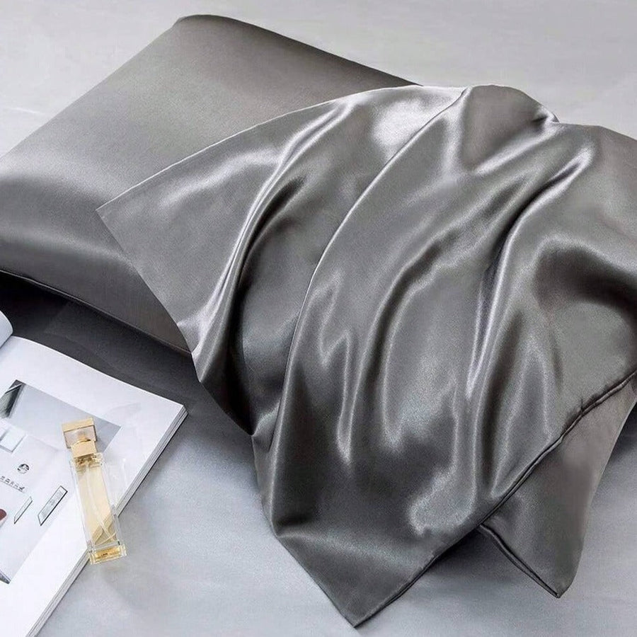 Mulberry Silk Pillowcase Skin Recovery Twin Pack-Bedding & Bath > Pillowcases-casanuva-Standard (20"x26")-Charcoal Gray-casanuva