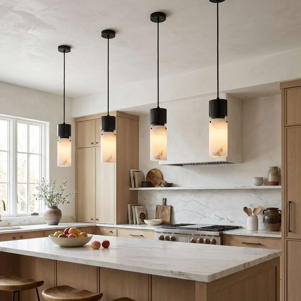Natural Alabaster Brass Pendant Light Fixture-Lighting > Pendant Lights-casanuva-casanuva