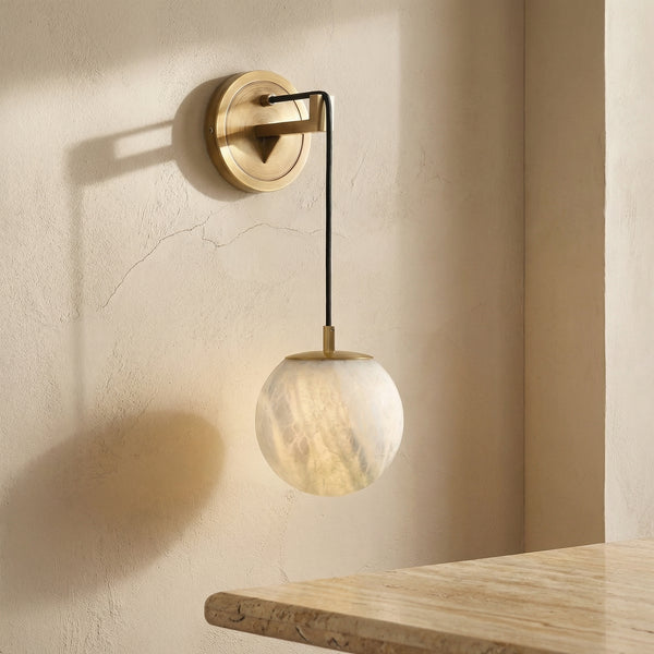 Natural Alabaster Globe Wall Light-Lighting > Wall Lights-casanuva-casanuva