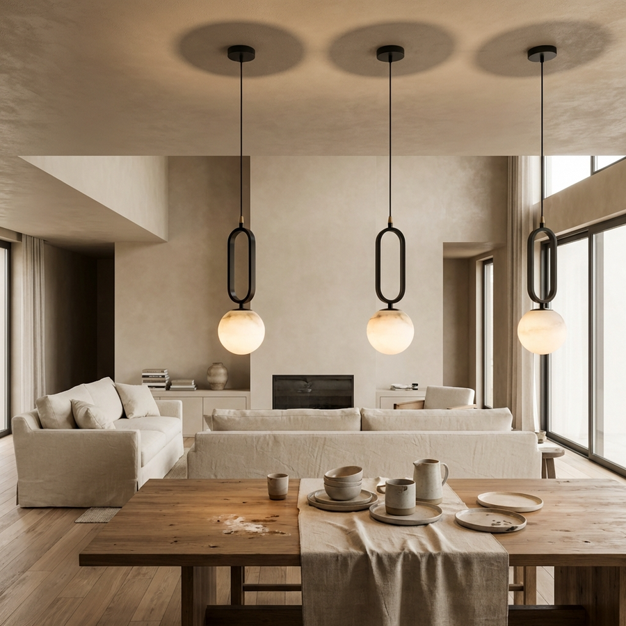 Natural Alabaster Pendant Light-Lighting > Pendant Lights-casanuva-casanuva