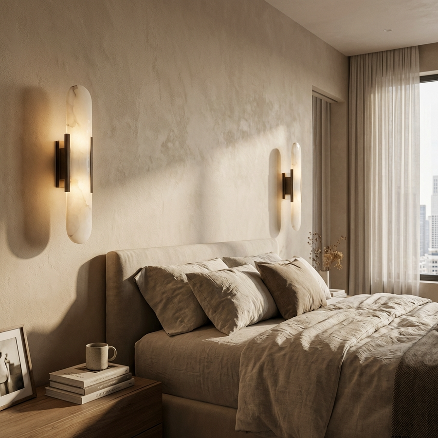 Natural Alabaster Wall Lamp Elongated Design-Lighting > Wall Lights-casanuva-casanuva