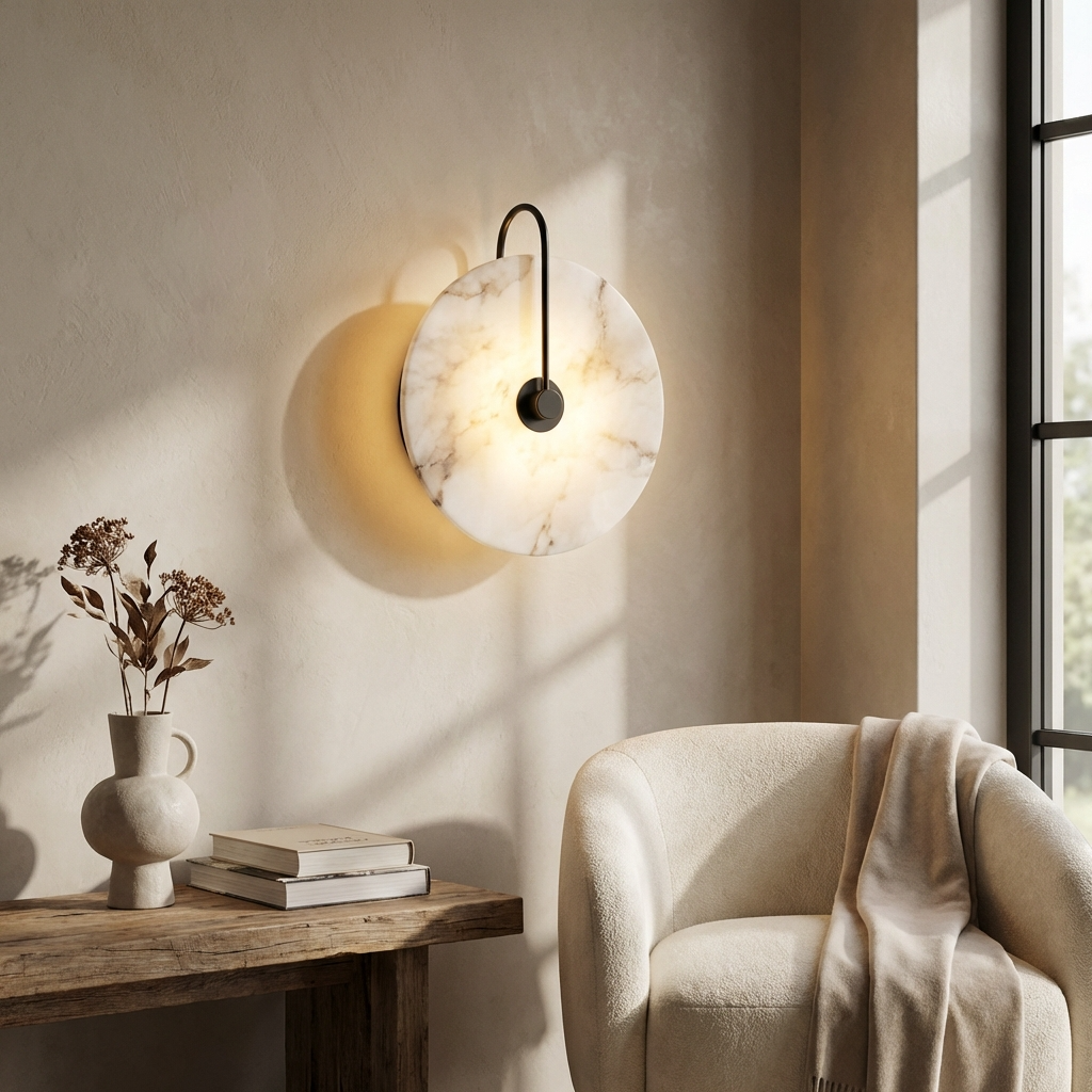 Natural Alabaster Wall Light-Lighting > Wall Lights-casanuva-casanuva