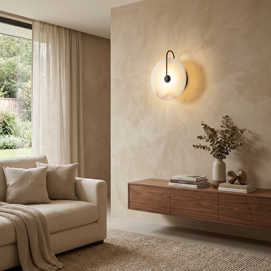 Natural Alabaster Wall Light-Lighting > Wall Lights-casanuva-casanuva